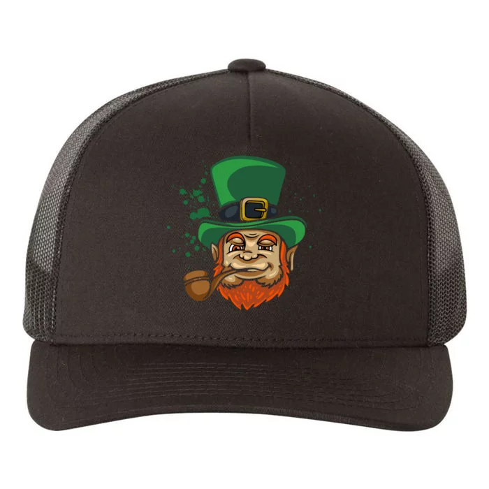 Leprechaun Smoking Shamrock Yupoong Adult 5-Panel Trucker Hat