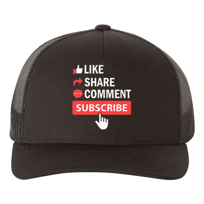 Like Share Subscribe Comment Video Livestream Blogging Yupoong Adult 5-Panel Trucker Hat