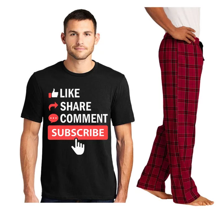 Like Share Subscribe Comment Video Livestream Blogging Pajama Set