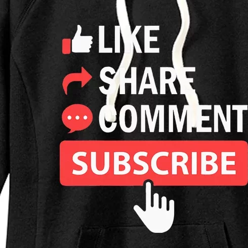 Like Share Subscribe Comment Video Livestream Blogging Women's Fleece Hoodie