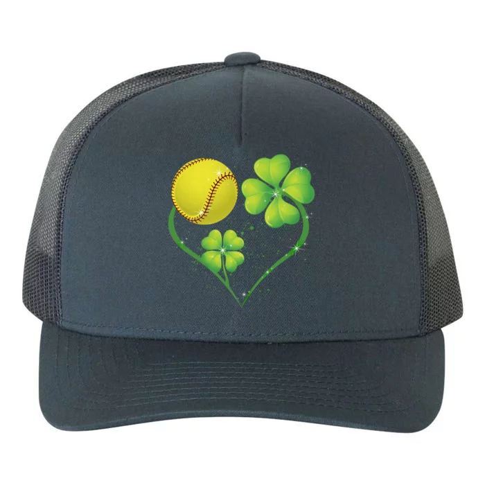 Love Softball Shamrock Clover Saint Patrick's Day Gift Yupoong Adult 5-Panel Trucker Hat