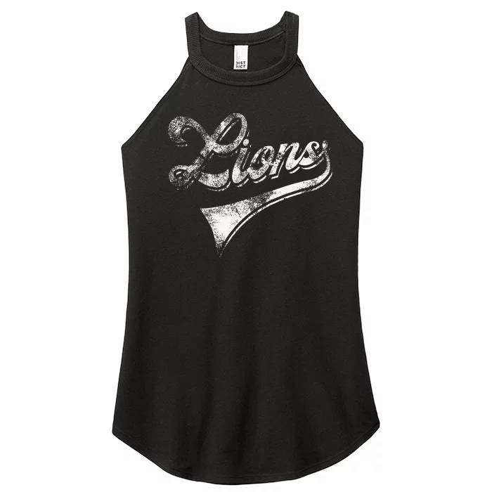 Lions School Sports Fan Team Spirit Mascot Vintage Women’s Perfect Tri Rocker Tank