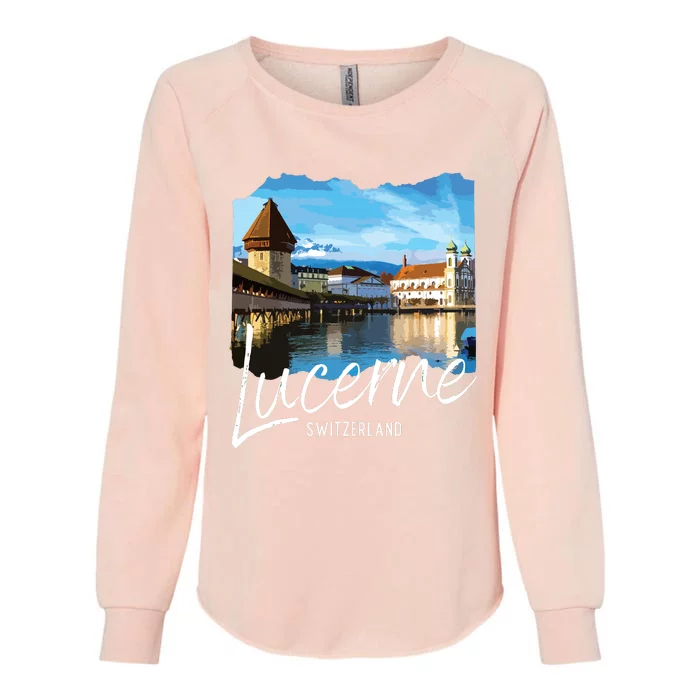 Lucerne Switzerland Souvenir Lucerne Womens California Wash Sweatshirt