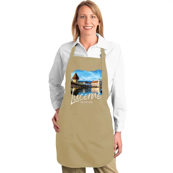 Lucerne Switzerland Souvenir Lucerne Full-Length Apron With Pocket