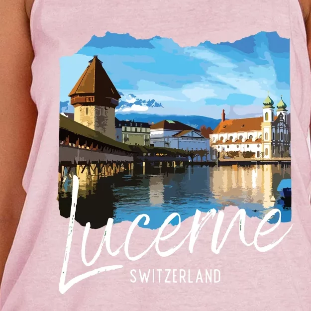 Lucerne Switzerland Souvenir Lucerne Women's Knotted Racerback Tank