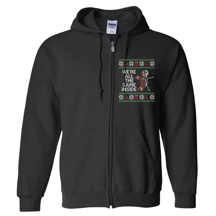 LONG SLEEVE SHIRT Gingerbread Skull Ugly Sweater Christmas Full Zip Hoodie