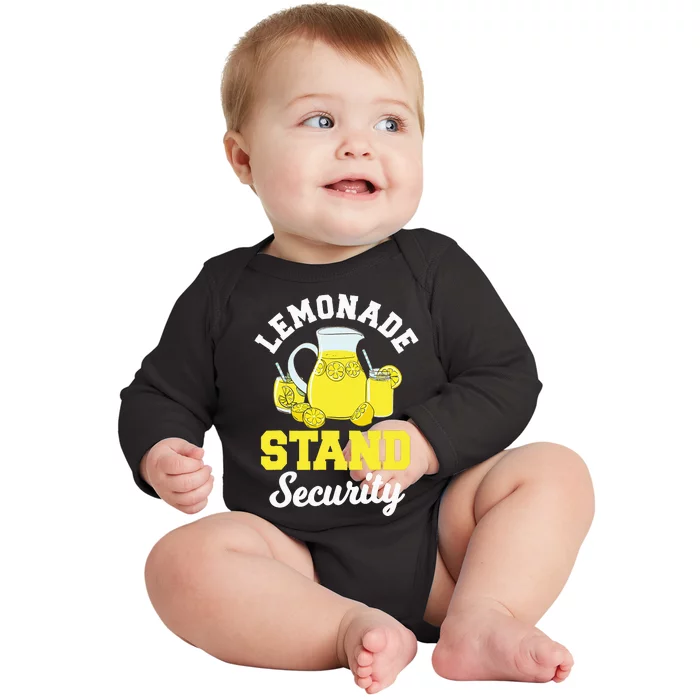 Lemonade Stand Security Lemon Juice Citrus Summer Drink Baby Long Sleeve Bodysuit