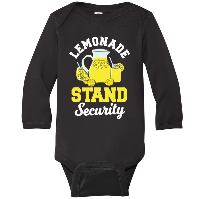 Lemonade Stand Security Lemon Juice Citrus Summer Drink Baby Long Sleeve Bodysuit