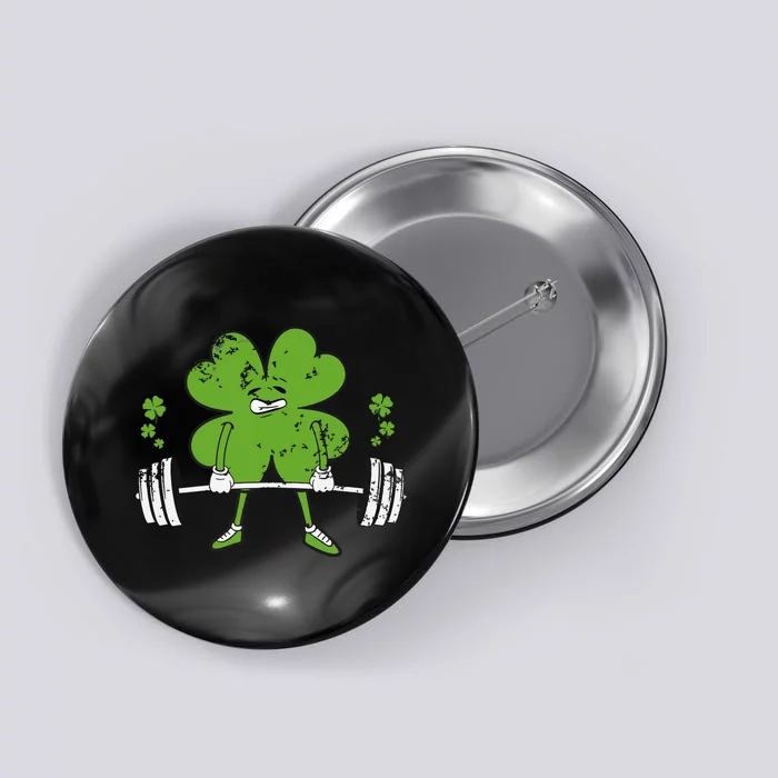 Lifting Shamrock St Patricks Day Fitness Gym Workout Button