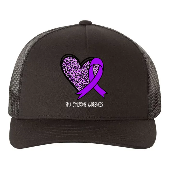 Leopard SMA Syndrome Awareness Purple Ribbon Heart Yupoong Adult 5-Panel Trucker Hat