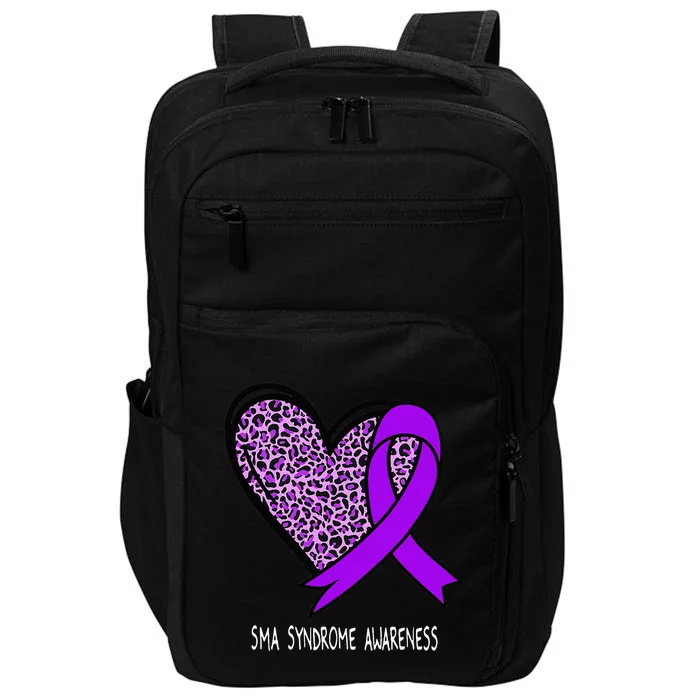 Leopard SMA Syndrome Awareness Purple Ribbon Heart Impact Tech Backpack