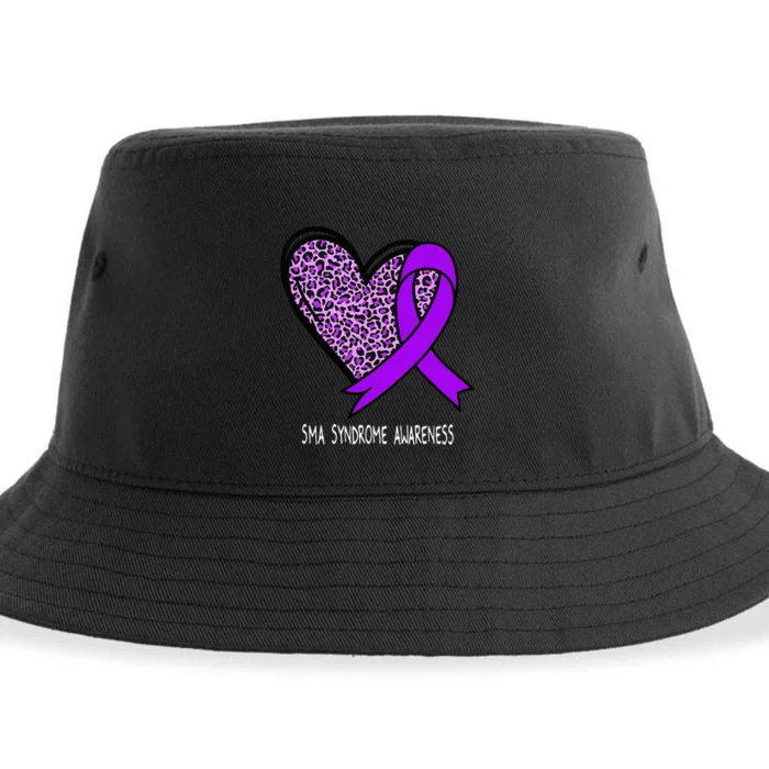 Leopard SMA Syndrome Awareness Purple Ribbon Heart Sustainable Bucket Hat