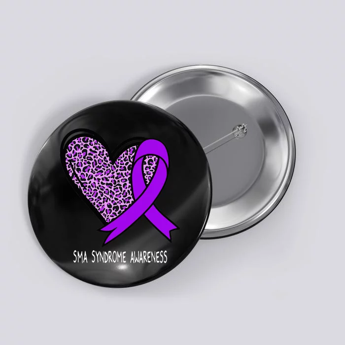 Leopard SMA Syndrome Awareness Purple Ribbon Heart Button