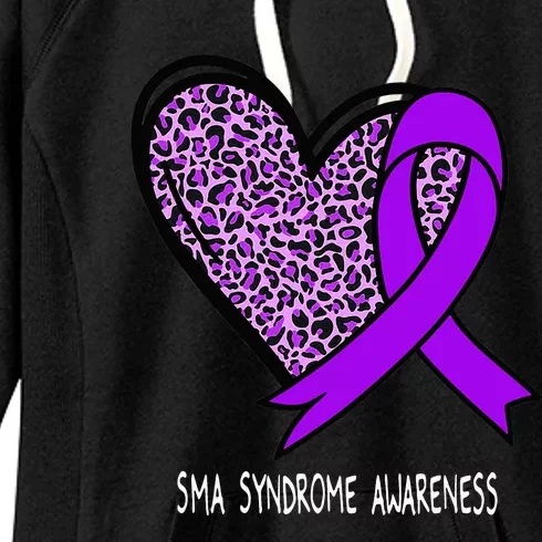 Leopard SMA Syndrome Awareness Purple Ribbon Heart Women's Fleece Hoodie