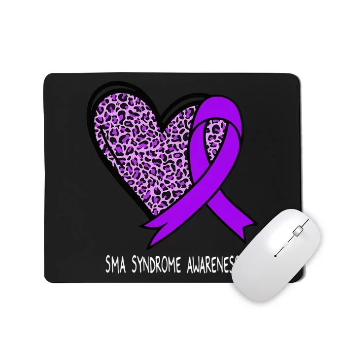 Leopard SMA Syndrome Awareness Purple Ribbon Heart Mousepad