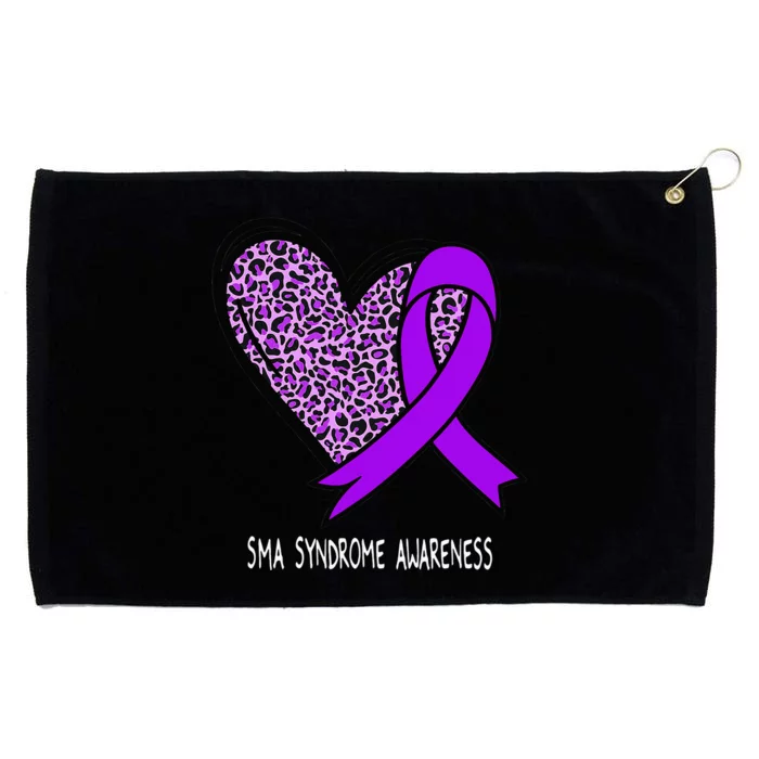 Leopard SMA Syndrome Awareness Purple Ribbon Heart Grommeted Golf Towel