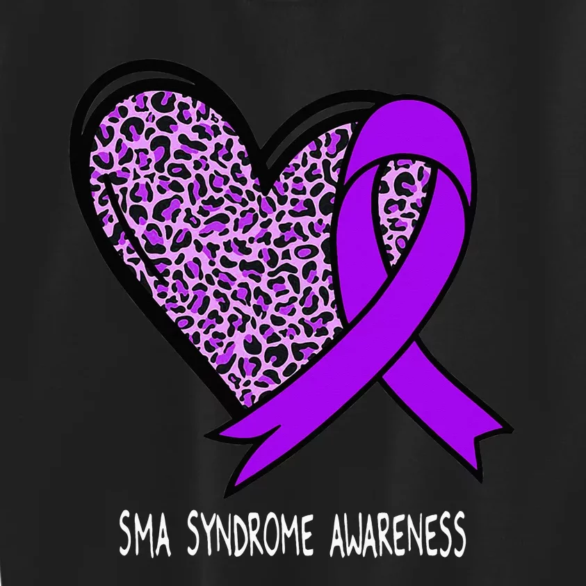 Leopard SMA Syndrome Awareness Purple Ribbon Heart Kids Sweatshirt