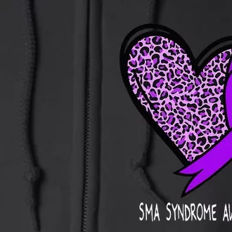 Leopard SMA Syndrome Awareness Purple Ribbon Heart Full Zip Hoodie