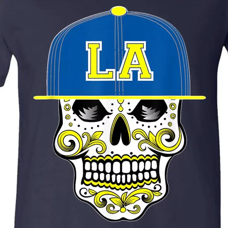 LA Sugar Skull V-Neck T-Shirt