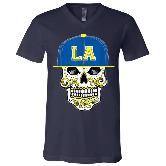 LA Sugar Skull V-Neck T-Shirt