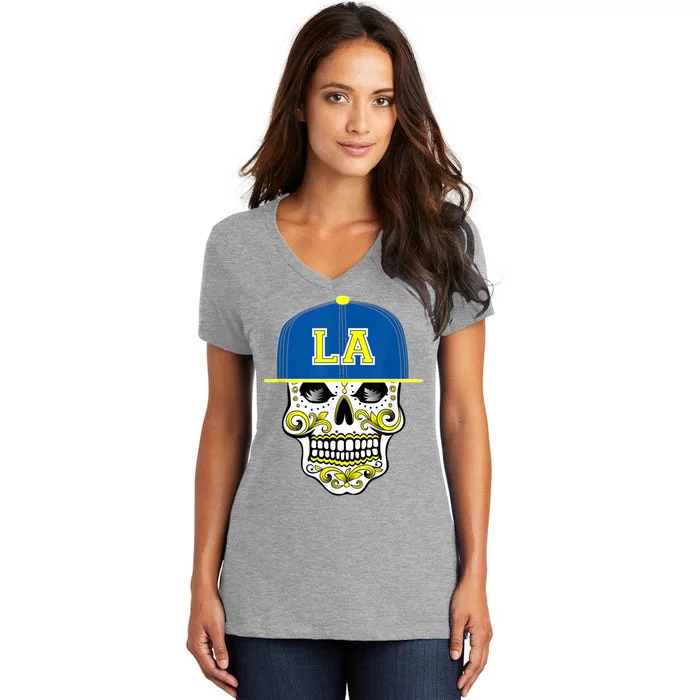 LA Sugar Skull Women's V-Neck T-Shirt