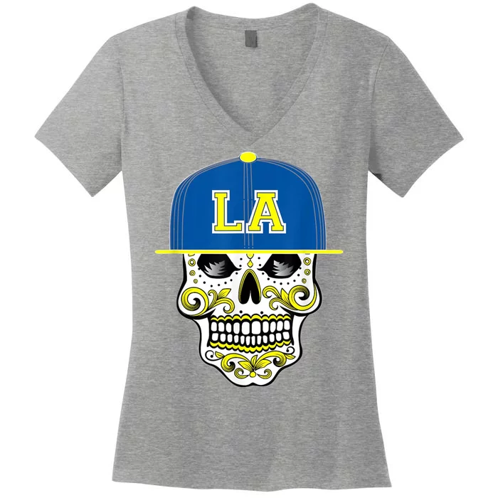 LA Sugar Skull Women's V-Neck T-Shirt