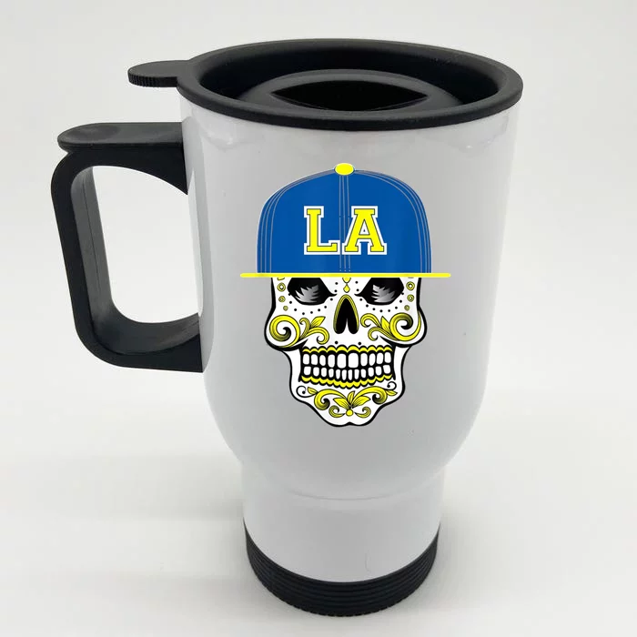 LA Sugar Skull Front & Back Stainless Steel Travel Mug