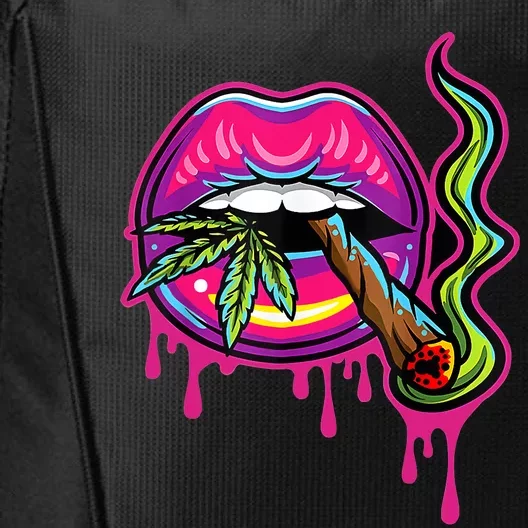 Lips Sexy Smoker Blunt Weed Teeth Marijuana Leaf 420 City Backpack