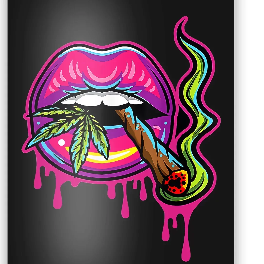 Lips Sexy Smoker Blunt Weed Teeth Marijuana Leaf 420 Poster