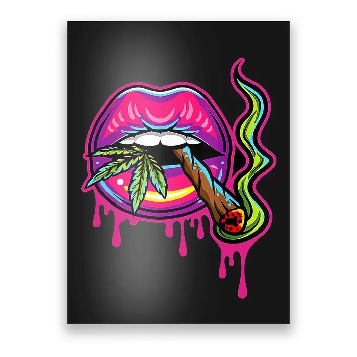 Lips Sexy Smoker Blunt Weed Teeth Marijuana Leaf 420 Poster