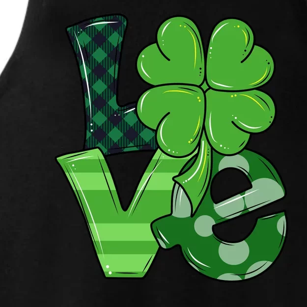 Love Shamrock St Patricks Day Ladies Tri-Blend Wicking Tank