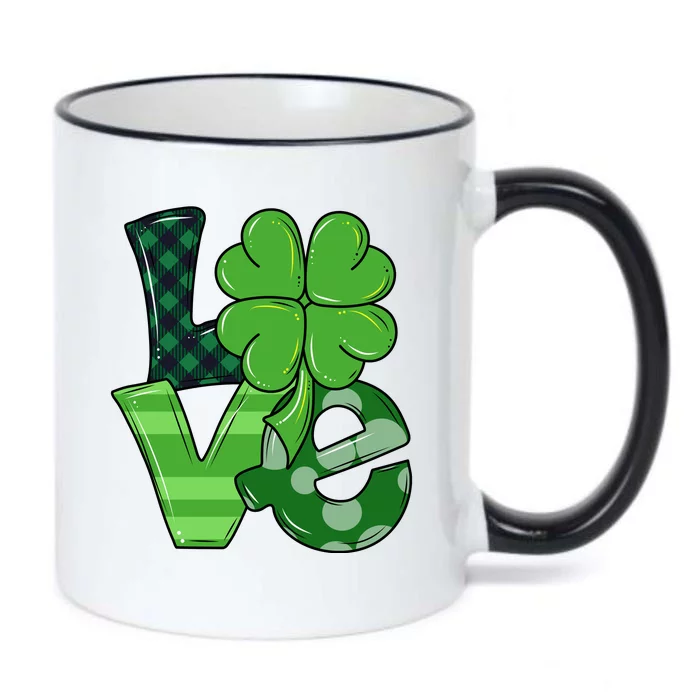 Love Shamrock St Patricks Day Black Color Changing Mug