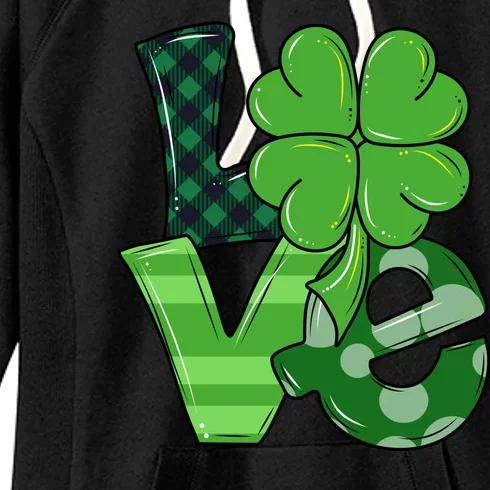 Love Shamrock St Patricks Day Women's Fleece Hoodie