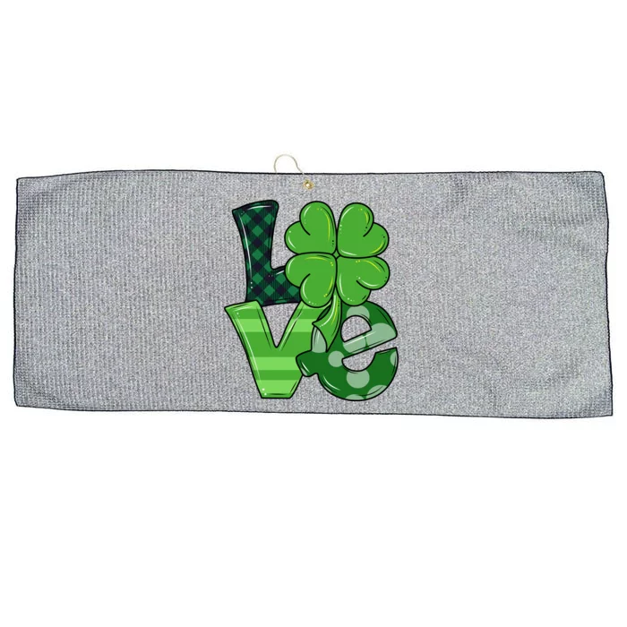 Love Shamrock St Patricks Day Large Microfiber Waffle Golf Towel