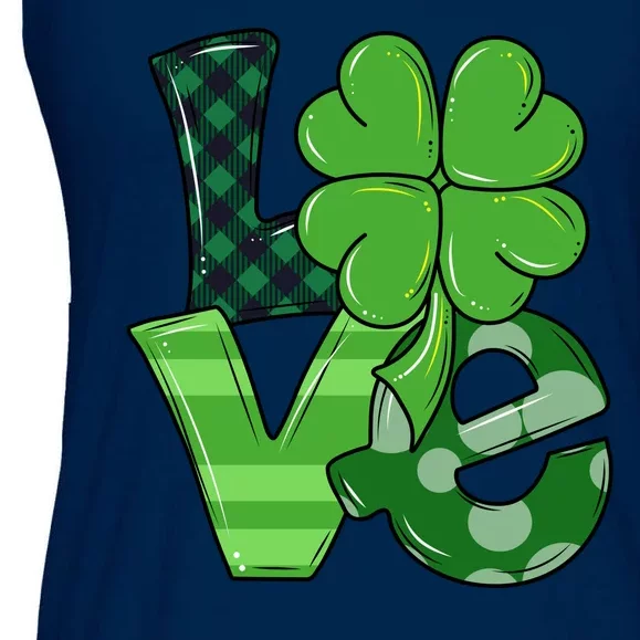 Love Shamrock St Patricks Day Ladies Essential Flowy Tank