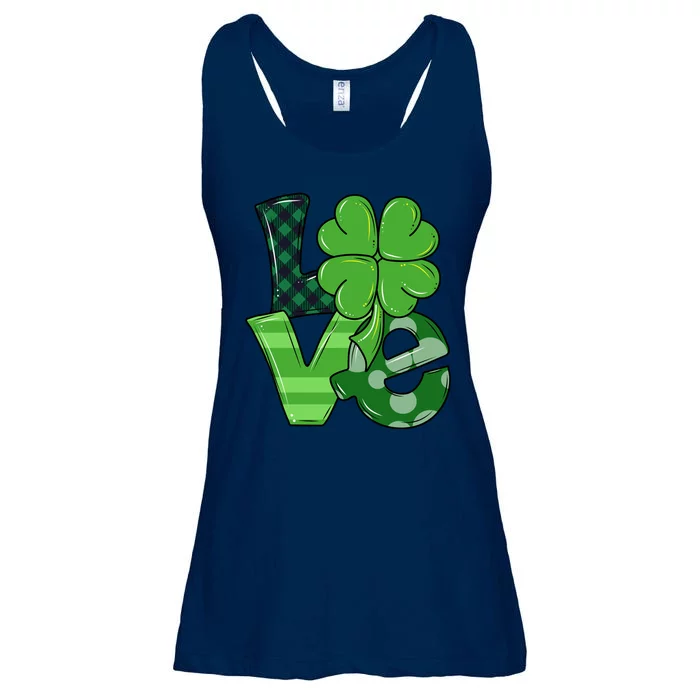 Love Shamrock St Patricks Day Ladies Essential Flowy Tank