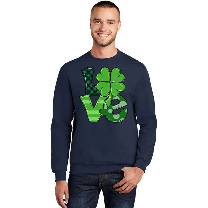 Love Shamrock St Patricks Day Tall Sweatshirt