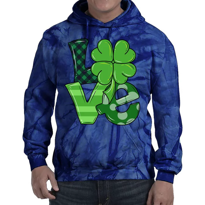 Love Shamrock St Patricks Day Tie Dye Hoodie