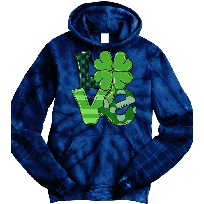 Love Shamrock St Patricks Day Tie Dye Hoodie