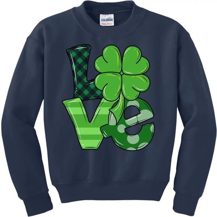 Love Shamrock St Patricks Day Kids Sweatshirt