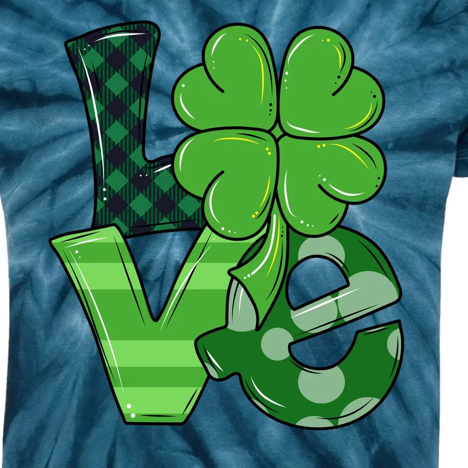 Love Shamrock St Patricks Day Kids Tie-Dye T-Shirt