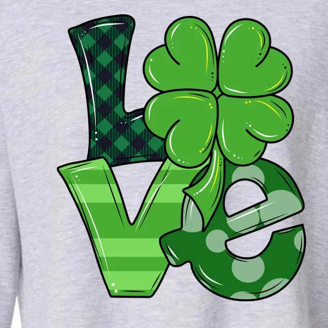 Love Shamrock St Patricks Day Cropped Pullover Crew