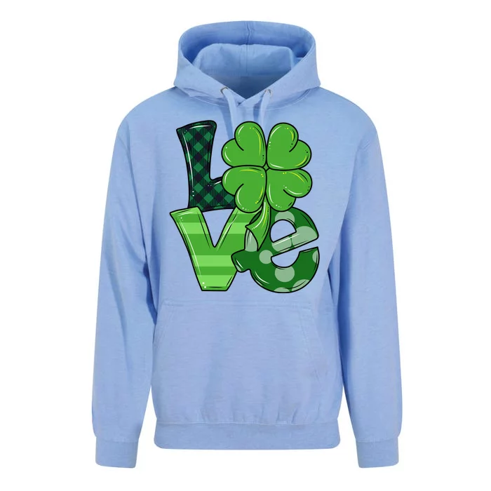 Love Shamrock St Patricks Day Unisex Surf Hoodie