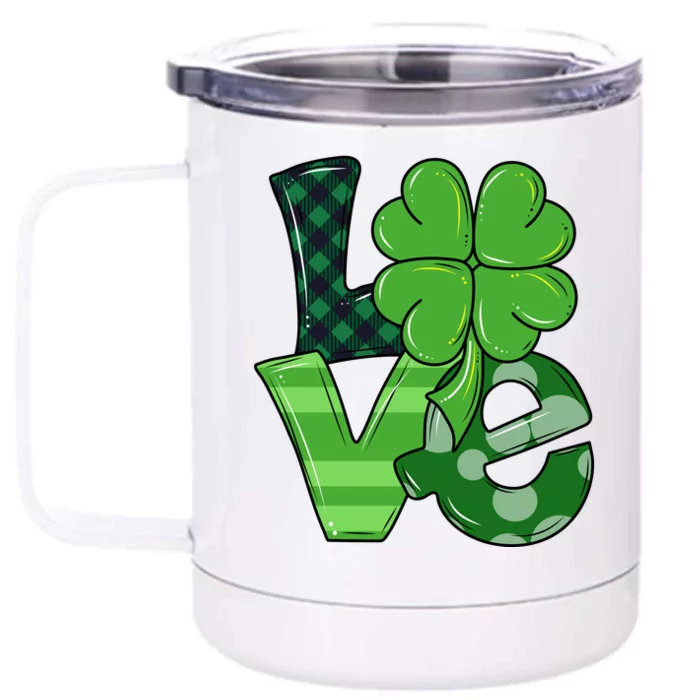 Love Shamrock St Patricks Day Front & Back 12oz Stainless Steel Tumbler Cup