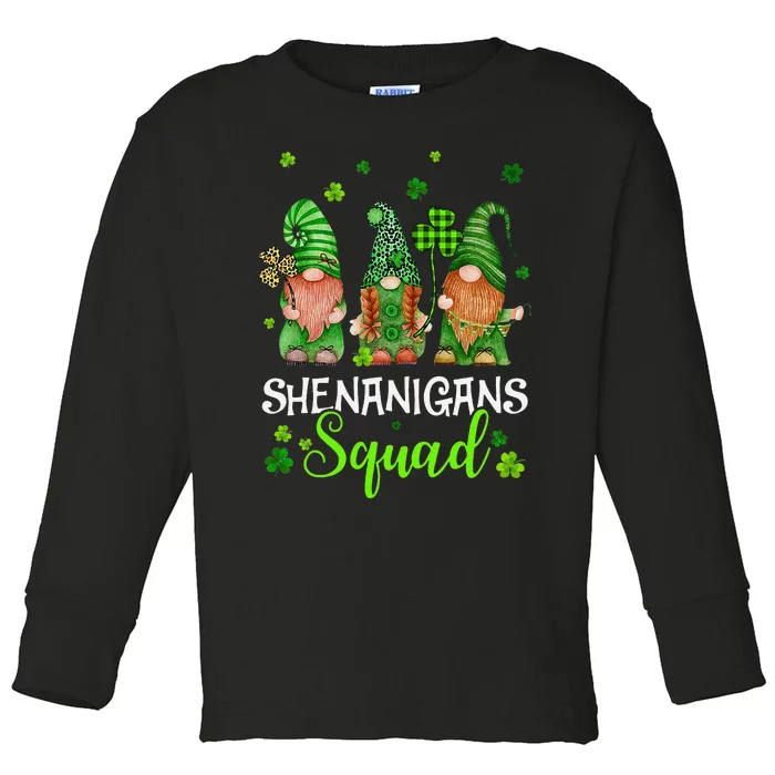 Leprechaun Shenanigans Squad st patrick green Gnomes Toddler Long Sleeve Shirt