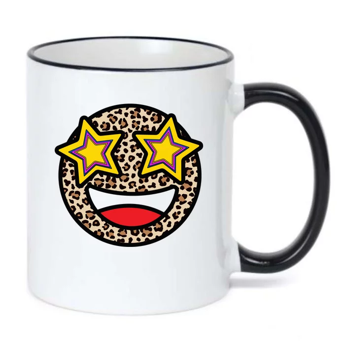 Leopard Star Smiley Face Cute Black Color Changing Mug