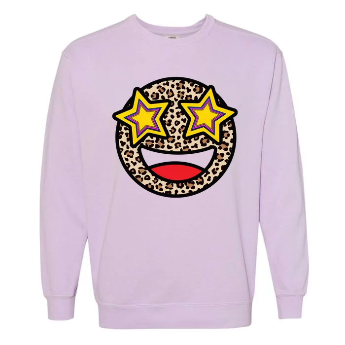 Leopard Star Smiley Face Cute Garment-Dyed Sweatshirt