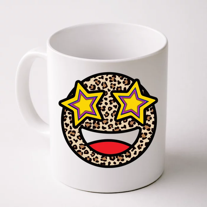 Leopard Star Smiley Face Cute Front & Back Coffee Mug