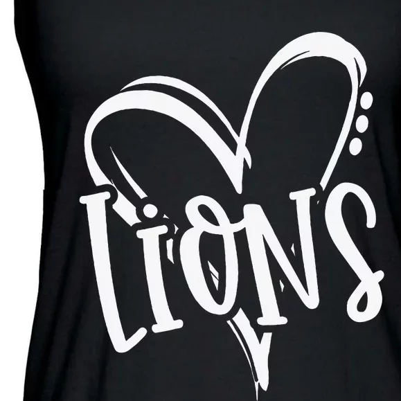 Lions School Sports Fan Team Spirit Heart Ladies Essential Flowy Tank