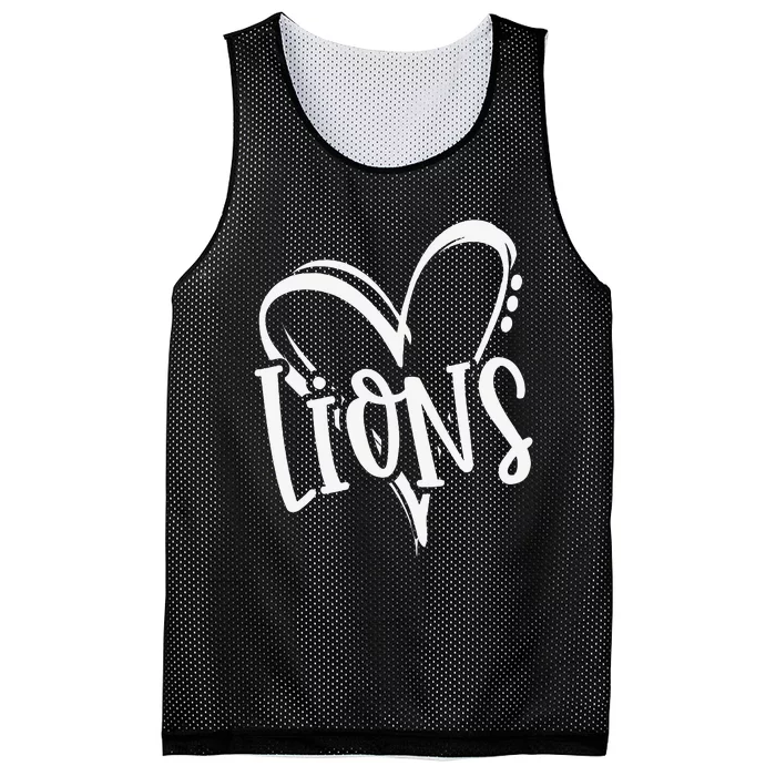 Lions School Sports Fan Team Spirit Heart Mesh Reversible Basketball Jersey Tank